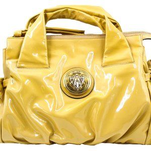 Gucci Mustard Yellow Patent Hysteria Crest Top Handle Bag